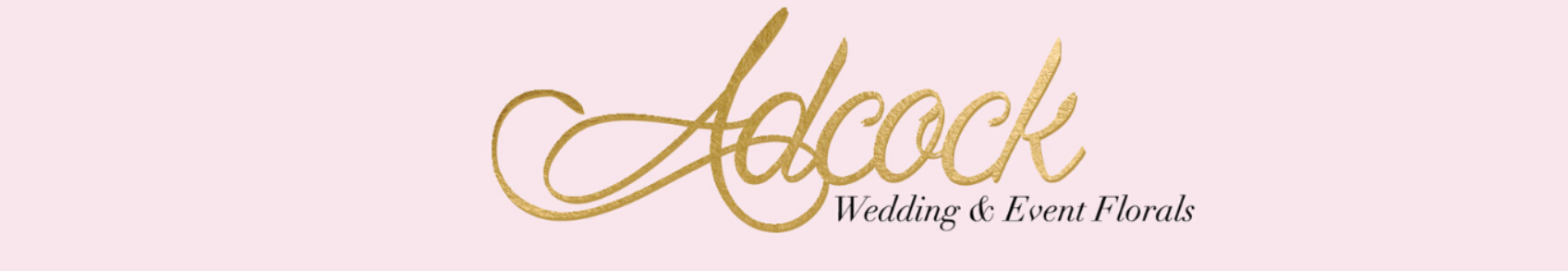 Gold script logo reading “Adcock” with the tagline “Behavior & Mental Health” on a pale pink background