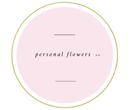 Pastel pink circular logo reading “personal flowers” with gold outline