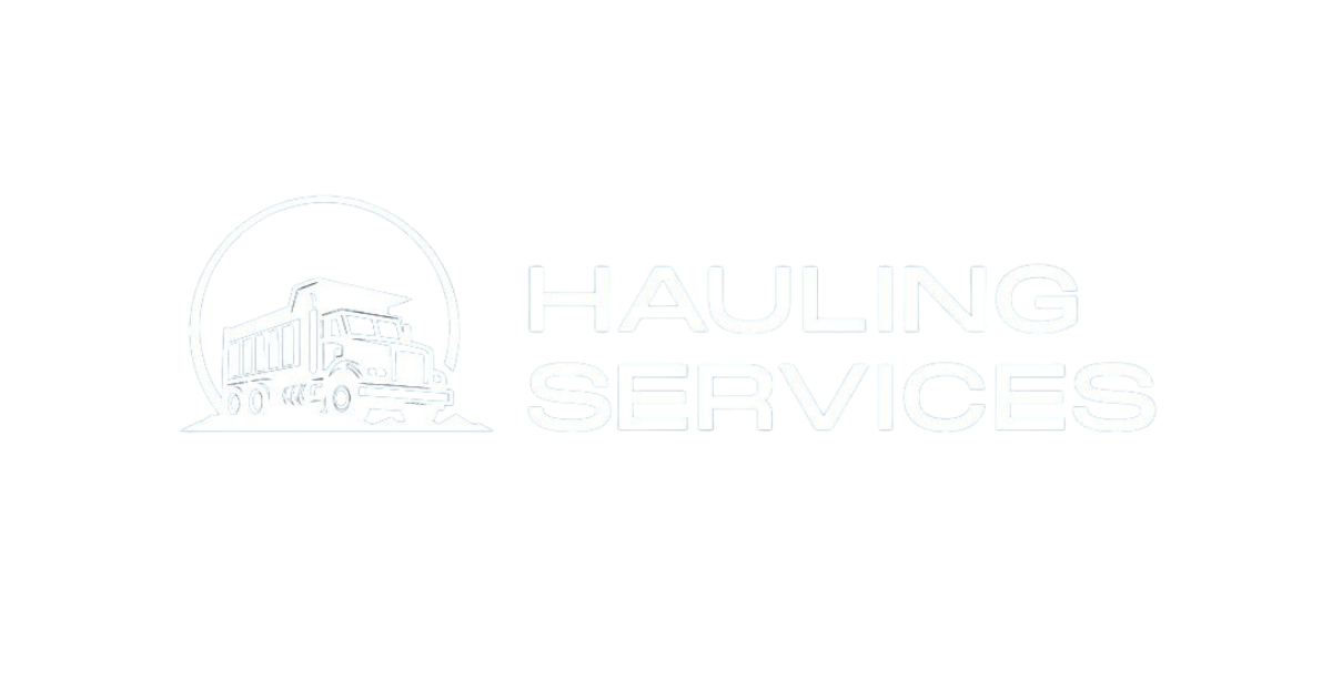 A white logo with a truck on a white background.