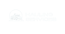 A white logo with a truck on a white background.
