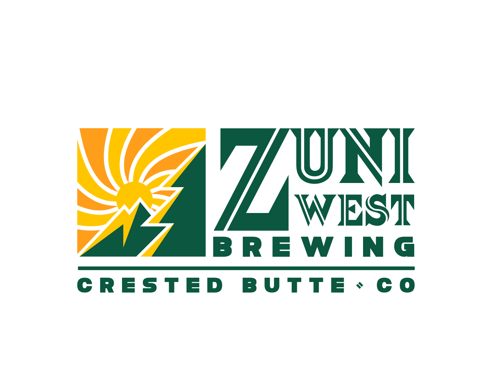 a green and yellow logo for zuni st. brewing