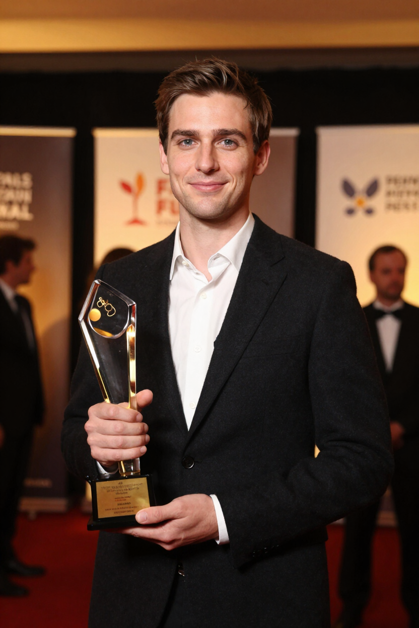 Filmmaker receiving award at RATMA Film Festival