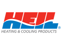 Full Time Heating & Cooling | a heil heating and cooling logo with a white background
