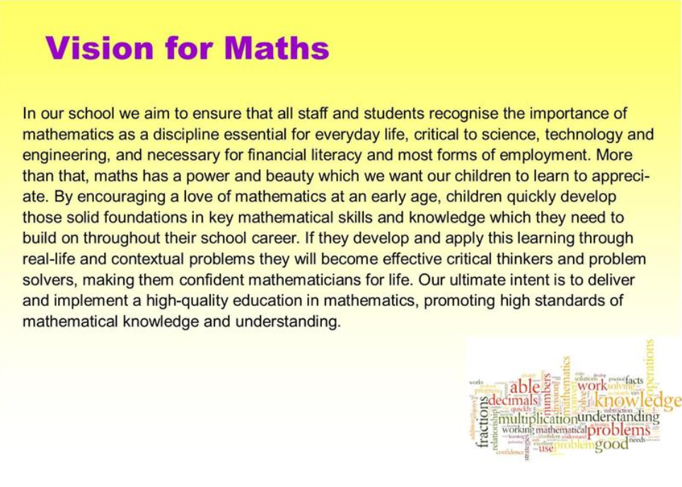 Vision About Math Maths| The Village Saints Parnership