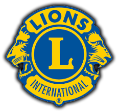 A blue and yellow logo for lions international