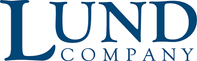 The lund company logo is blue and white on a white background.