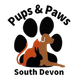 Pups and Paws South Devon logo with paw print design