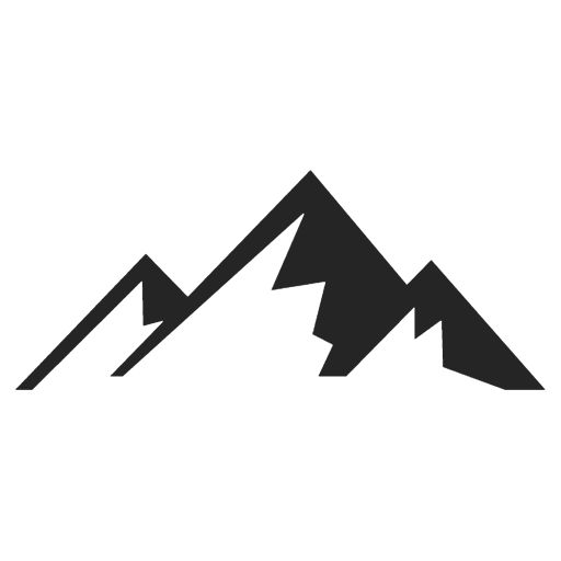 Black stylized mountain range logo on a white background