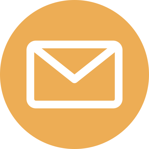 A white envelope is in a yellow circle.
