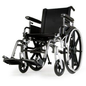 Black manual wheelchair on a white background