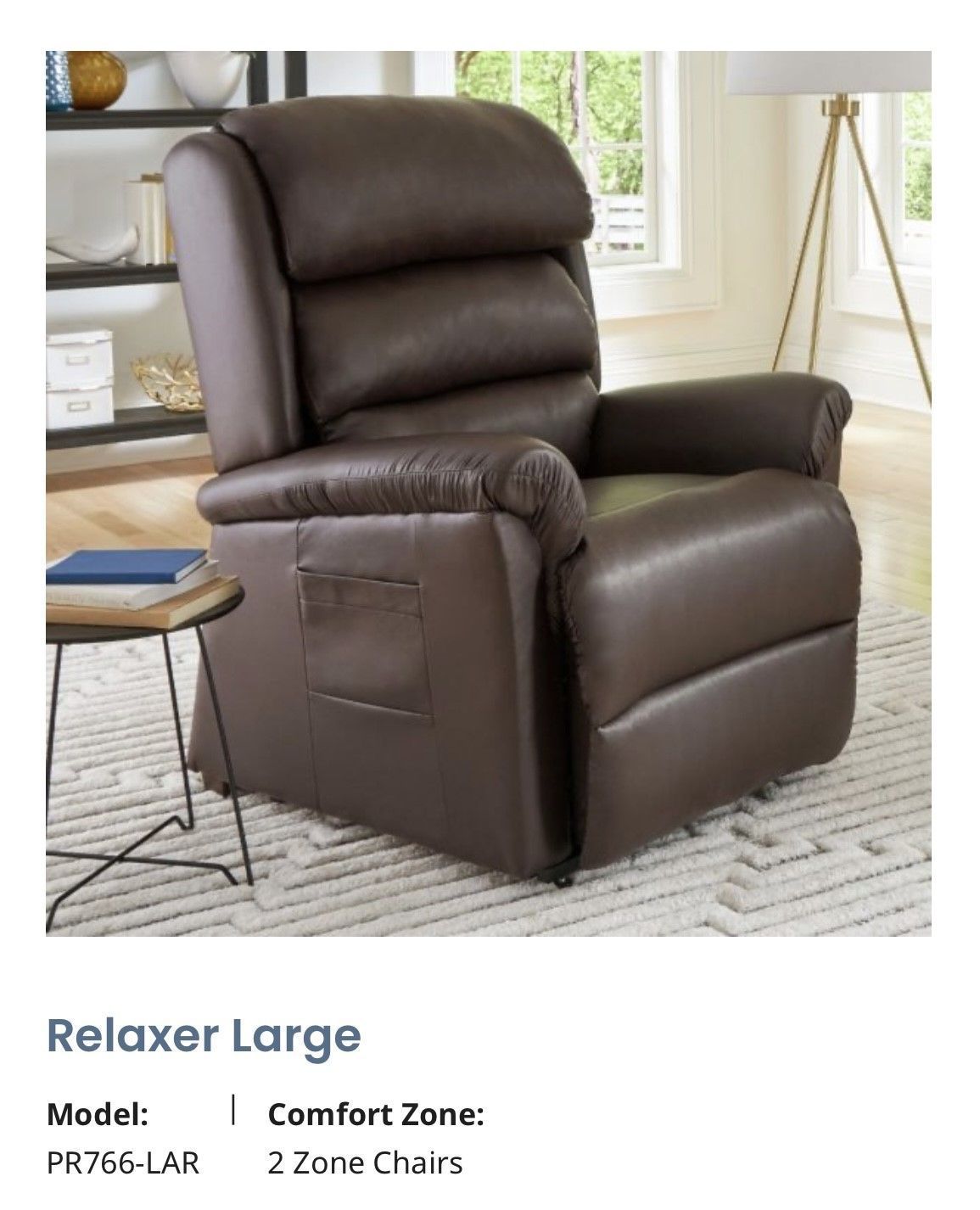 Brown leather recliner chair in a bright living room setting