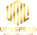 Gold UP2SPEED Marketing Limited logo with stylized monogram and text