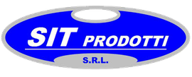 Logo per SIT Prodotti SRL in testo bianco su ovale blu, con contorno grigio.