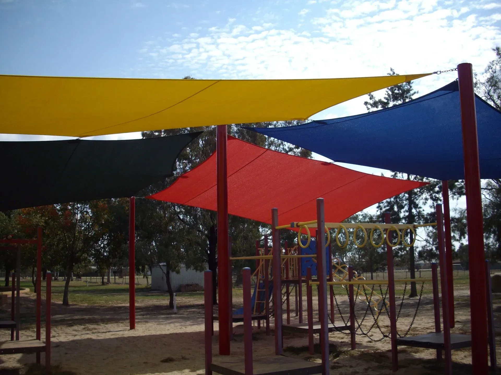 Playground With Colourful Shade Sails — The Gazebo and Shade Centre in Jindera, NSW