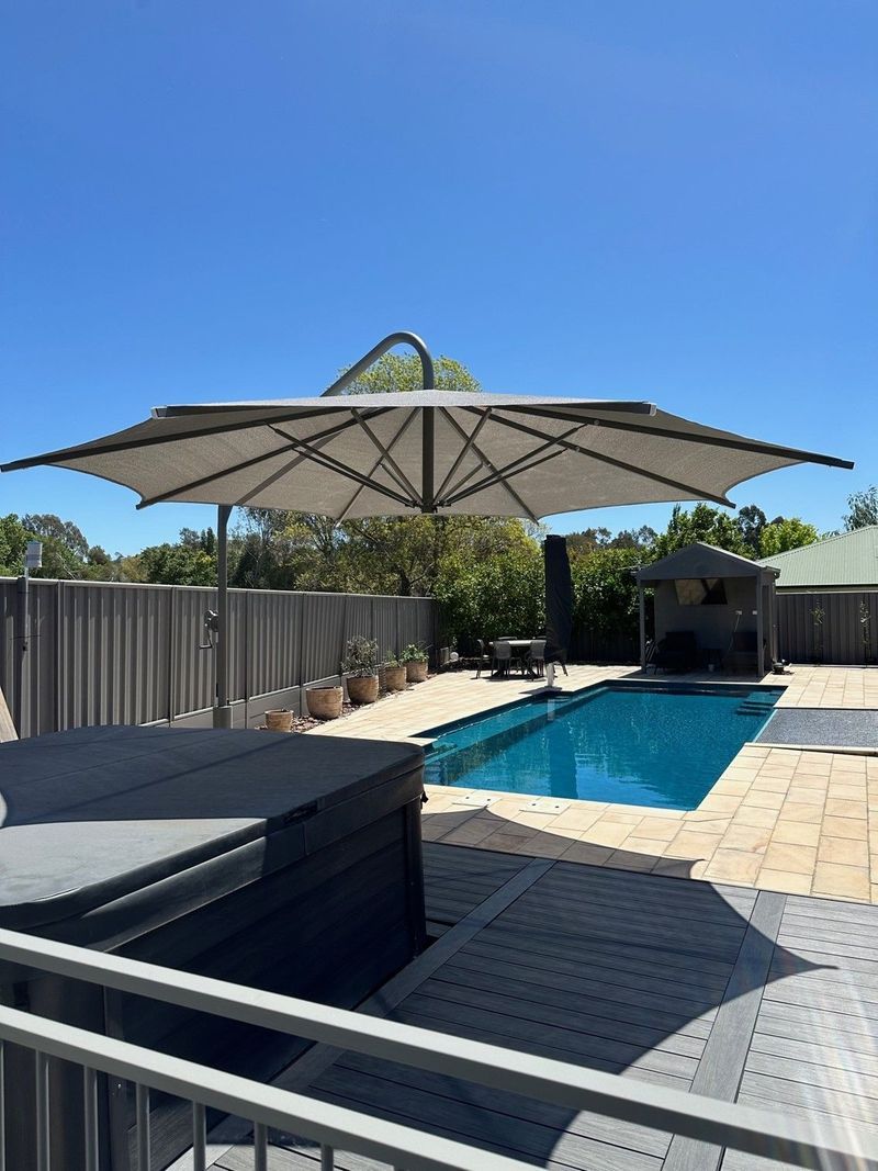 Pool With an Offset Umbrella — The Gazebo and Shade Centre in Beechworth, VIC