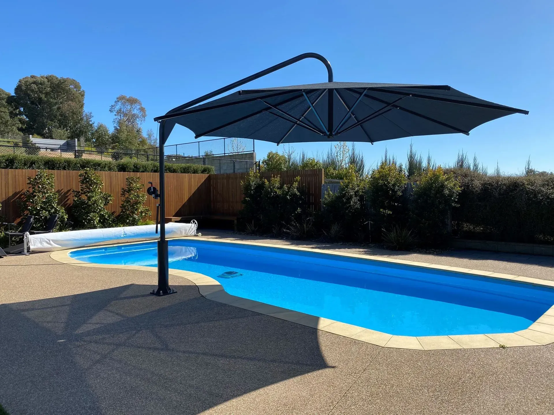 Pool With Cantilever Umbrella — The Gazebo and Shade Centre in Jindera, NSW