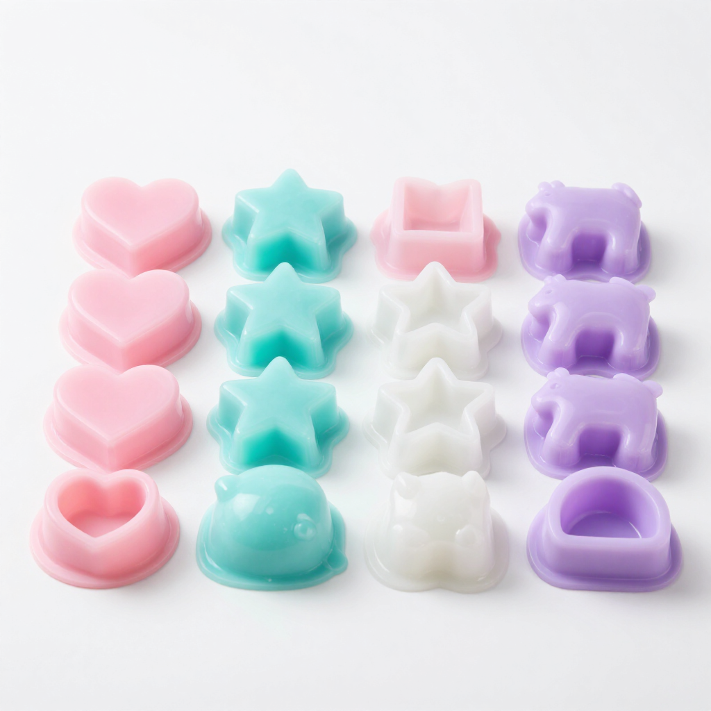 Candy-making supplies including molds and chocolate