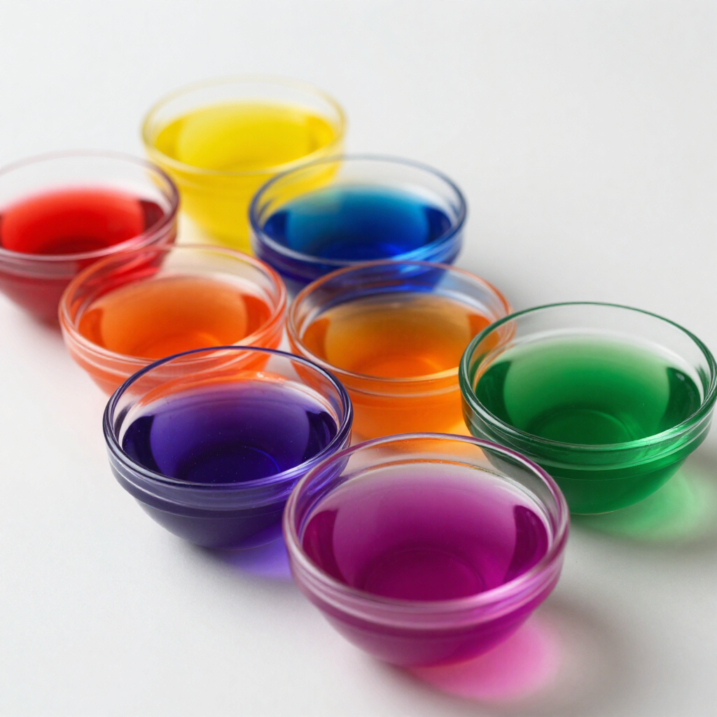 Professional gel food coloring in small bowls