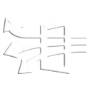Abstract graphic with shapes resembling stylized letter forms and horizontal lines.