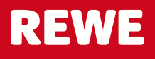 REWE logo in white letters on a red background