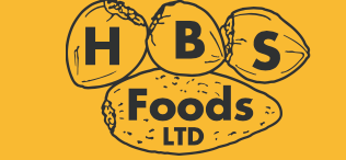 HBS Foods Ltd logo in black on a yellow background