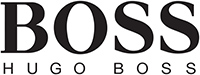 The logo for hugo boss is black and white on a white background.