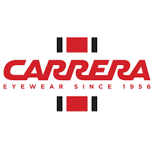 The logo for carrera eyewear since 1956 is red and black.