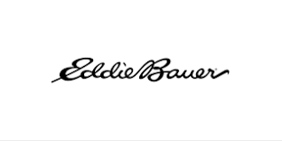 A black and white logo for eddie bauer on a white background.