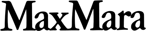 A black and white logo for maxmara on a white background.