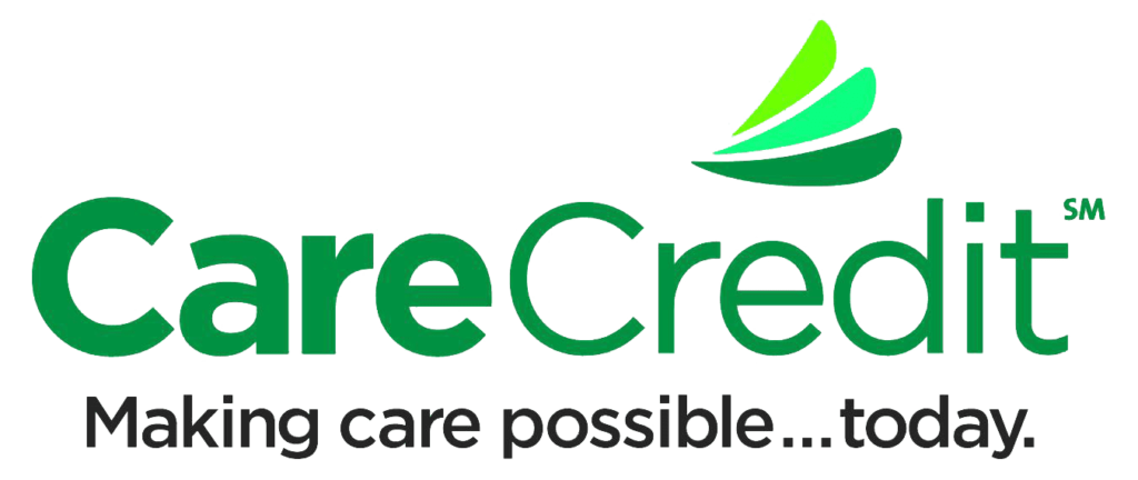 The carecredit logo is green and white and says making care possible today.