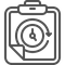 Clipboard with clock icon and circular arrow, representing time management or process.