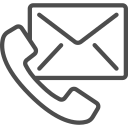 Phone receiver and envelope icon representing contact.