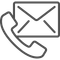 Phone receiver next to a closed envelope icon, representing contact options.