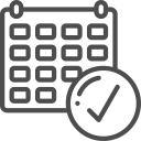 Calendar with checkmark, representing an appointment or event scheduled.