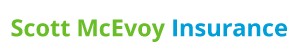 Scott McEvoy Insurance logo. Green and blue text on white.