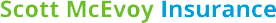 Scott McEvoy Insurance logo, green and blue gradient text.