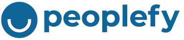Logotipo da Peoplefy com ícone de sorriso azul e texto preto