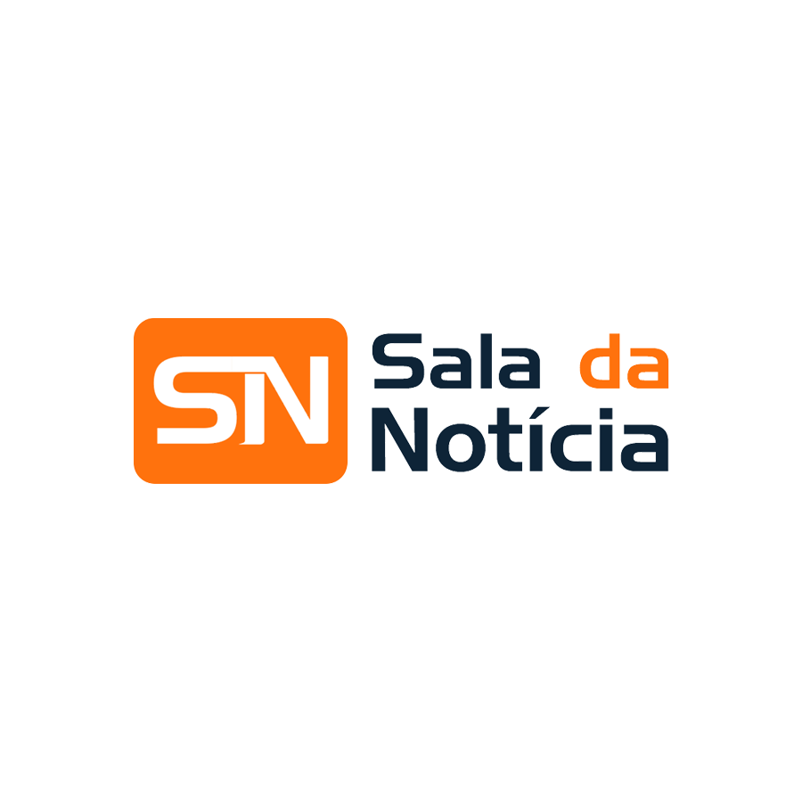 Logo da Sala da Notícia com ícone laranja “SN” e texto azul e laranja.