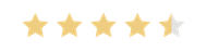 Ícone de classificação com quatro estrelas e meia douradas em fundo branco.
