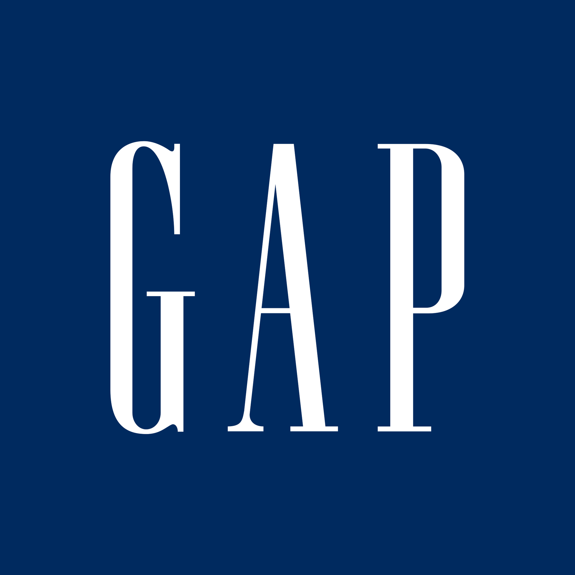 GAP logo in white on a navy blue background