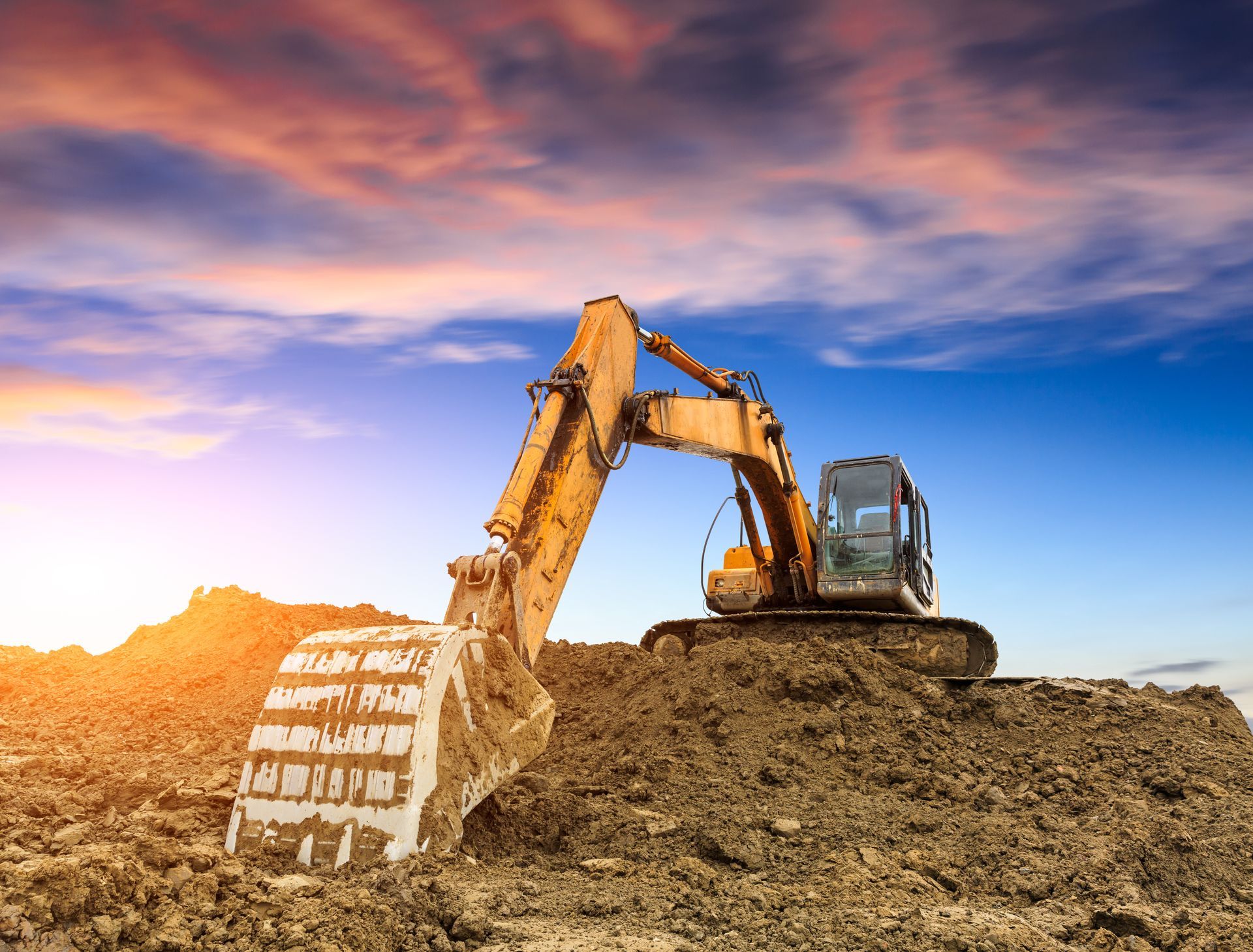 excavator in construction site