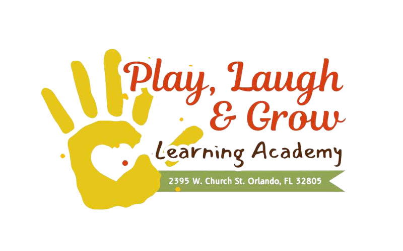 A logo for play laugh and grow learning academy