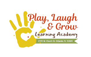 A logo for play laugh and grow learning academy
