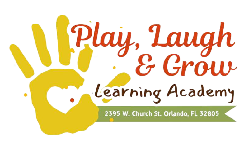 A logo for play laugh and grow learning academy