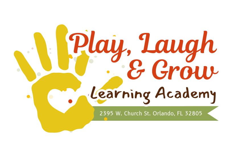 A logo for play laugh and grow learning academy