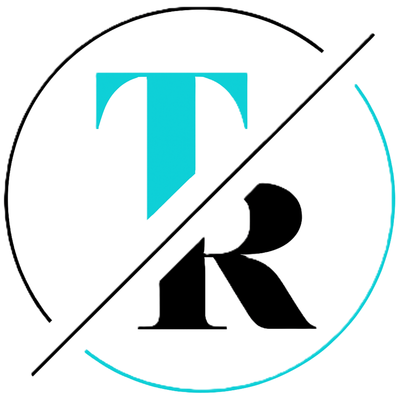 Stylized TR logo with teal T, black R, and curved black and teal arcs on white background