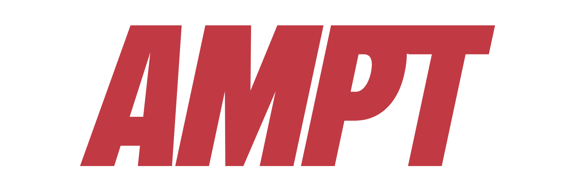 Red italic “AMPT” logo on a white background