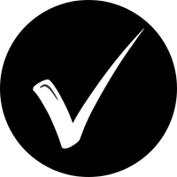 white and black check mark icon