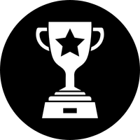 white and black trophy icon