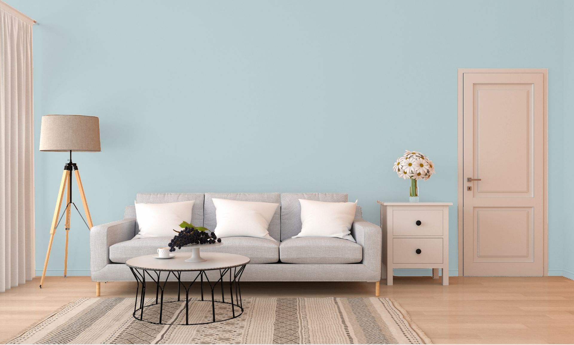 Light Blue living room wall paint color | Remodeling contractor Badgerland Restoration & Remodeling Stevens Point WI
